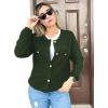 imageZeagoo Womens Knit Cardigan Sweaters Button Down Shirts Long Sleeve Crew Neck Ribbed Knit Blouse Open Front Work TopsArmy Green