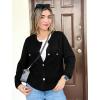 imageZeagoo Womens Knit Cardigan Sweaters Button Down Shirts Long Sleeve Crew Neck Ribbed Knit Blouse Open Front Work TopsBlack