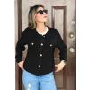 imageZeagoo Womens Knit Cardigan Sweaters Button Down Shirts Long Sleeve Crew Neck Ribbed Knit Blouse Open Front Work TopsBlack