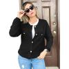 imageZeagoo Womens Knit Cardigan Sweaters Button Down Shirts Long Sleeve Crew Neck Ribbed Knit Blouse Open Front Work TopsBlack