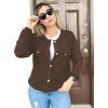 imageZeagoo Womens Knit Cardigan Sweaters Button Down Shirts Long Sleeve Crew Neck Ribbed Knit Blouse Open Front Work TopsBrown