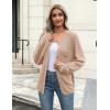 imageZeagoo Womens Knit Cardigan Sweaters Button Down Shirts Long Sleeve Crew Neck Ribbed Knit Blouse Open Front Work TopsKhaki