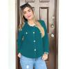 imageZeagoo Womens Knit Cardigan Sweaters Button Down Shirts Long Sleeve Crew Neck Ribbed Knit Blouse Open Front Work TopsPeacock Blue