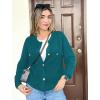 imageZeagoo Womens Knit Cardigan Sweaters Button Down Shirts Long Sleeve Crew Neck Ribbed Knit Blouse Open Front Work TopsPeacock Blue