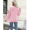 imageZeagoo Womens Knit Cardigan Sweaters Button Down Shirts Long Sleeve Crew Neck Ribbed Knit Blouse Open Front Work TopsPink