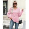 imageZeagoo Womens Knit Cardigan Sweaters Button Down Shirts Long Sleeve Crew Neck Ribbed Knit Blouse Open Front Work TopsPink
