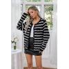 imageZeagoo Womens Knit Cardigan Sweaters Button Down Shirts Long Sleeve Crew Neck Ribbed Knit Blouse Open Front Work TopsStriped 102