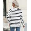 imageZeagoo Womens Knit Cardigan Sweaters Button Down Shirts Long Sleeve Crew Neck Ribbed Knit Blouse Open Front Work TopsStriped 516