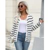 imageZeagoo Womens Knit Cardigan Sweaters Button Down Shirts Long Sleeve Crew Neck Ribbed Knit Blouse Open Front Work TopsStriped 516