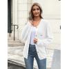 imageZeagoo Womens Knit Cardigan Sweaters Button Down Shirts Long Sleeve Crew Neck Ribbed Knit Blouse Open Front Work TopsWhite