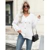 imageZeagoo Womens Knit Cardigan Sweaters Button Down Shirts Long Sleeve Crew Neck Ribbed Knit Blouse Open Front Work TopsWhite