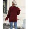 imageZeagoo Womens Knit Cardigan Sweaters Button Down Shirts Long Sleeve Crew Neck Ribbed Knit Blouse Open Front Work TopsWine Red
