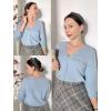 imageZeagoo Womens Lightweight Summer Cropped Cardigan 34 Sleeve Button up Thin Bolero Crochet Knit Shrug SweaterLight Blue