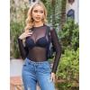 imageZeagoo Womens Mesh Long Sleeve Tops Mock Neck Going Out See Through Shirts Sexy Sheer Blouses Clubwear SXXLAblack