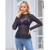 imageZeagoo Womens Mesh Long Sleeve Tops Mock Neck Going Out See Through Shirts Sexy Sheer Blouses Clubwear SXXLAblack