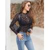 imageZeagoo Womens Mesh Long Sleeve Tops Mock Neck Going Out See Through Shirts Sexy Sheer Blouses Clubwear SXXLAn59