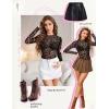 imageZeagoo Womens Mesh Long Sleeve Tops Mock Neck Going Out See Through Shirts Sexy Sheer Blouses Clubwear SXXLAn59
