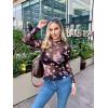 imageZeagoo Womens Mesh Long Sleeve Tops Mock Neck Going Out See Through Shirts Sexy Sheer Blouses Clubwear SXXLBf298