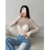 imageZeagoo Womens Mesh Long Sleeve Tops Mock Neck Going Out See Through Shirts Sexy Sheer Blouses Clubwear SXXLWhite