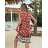 imageZeagoo Womens Summer Beach Dresses 2025 Loose Sleeveless Mini Sundress Swimsuit Coverup Spring Casual Boho Tank DressRed Print