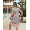 imageZeagoo Womens Summer Beach Dresses 2025 Loose Sleeveless Mini Sundress Swimsuit Coverup Spring Casual Boho Tank DressWhite Floral