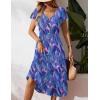 imageZeagoo Womens Summer Casual Dress Flutter Short Sleeve V Neck Button Down Tiered Flowy Long Dress with PocketsBlue Floral