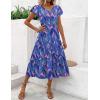 imageZeagoo Womens Summer Casual Dress Flutter Short Sleeve V Neck Button Down Tiered Flowy Long Dress with PocketsBlue Floral