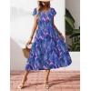 imageZeagoo Womens Summer Casual Dress Flutter Short Sleeve V Neck Button Down Tiered Flowy Long Dress with PocketsBlue Floral