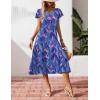 imageZeagoo Womens Summer Casual Dress Flutter Short Sleeve V Neck Button Down Tiered Flowy Long Dress with PocketsBlue Floral