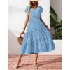 imageZeagoo Womens Summer Casual Dress Flutter Short Sleeve V Neck Button Down Tiered Flowy Long Dress with PocketsBlue White Floral
