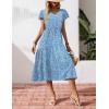 imageZeagoo Womens Summer Casual Dress Flutter Short Sleeve V Neck Button Down Tiered Flowy Long Dress with PocketsBlue White Floral