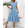 imageZeagoo Womens Summer Casual Dress Flutter Short Sleeve V Neck Button Down Tiered Flowy Long Dress with PocketsBlue White Floral