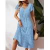 imageZeagoo Womens Summer Casual Dress Flutter Short Sleeve V Neck Button Down Tiered Flowy Long Dress with PocketsBlue White Floral