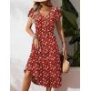 imageZeagoo Womens Summer Casual Dress Flutter Short Sleeve V Neck Button Down Tiered Flowy Long Dress with PocketsRed Floral