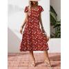 imageZeagoo Womens Summer Casual Dress Flutter Short Sleeve V Neck Button Down Tiered Flowy Long Dress with PocketsRed Floral