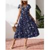 imageZeagoo Womens Summer Casual Dress Flutter Short Sleeve V Neck Button Down Tiered Flowy Long Dress with PocketsSf180