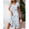imageZeagoo Womens Summer Casual Dress Flutter Short Sleeve V Neck Button Down Tiered Flowy Long Dress with PocketsXh419
