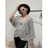 imageZeagoo Womens Summer Crochet Cardigan Sweaters Lightweight Open Front 34 Sleeve Batwing Kimono Boho Knit Cover Ups 2025Grey