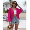 imageZeagoo Womens Summer Crochet Cardigan Sweaters Lightweight Open Front 34 Sleeve Batwing Kimono Boho Knit Cover Ups 2025Hot Pink