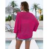 imageZeagoo Womens Summer Crochet Cardigan Sweaters Lightweight Open Front 34 Sleeve Batwing Kimono Boho Knit Cover Ups 2025Hot Pink