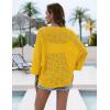 imageZeagoo Womens Summer Crochet Cardigan Sweaters Lightweight Open Front 34 Sleeve Batwing Kimono Boho Knit Cover Ups 2025Yellow