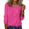 imageZeagoo 34 Length Sleeve Womens Tops Round Neck Casual Summer Tunic Tops Basic Tees Blouses Dressy TShirts Pleated ShirtsRose