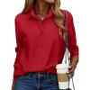 imageZeagoo Button Down Shirt for Women Long Sleeve Blouses Floral Printed Tops Business Casual Work Outfits SXXLZredstain Shield