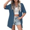 imageZeagoo Lightweight Summer Cardigan for Women Short Sleeve V Neck Crochet Kimonos Loose Open Front Hollow Out Cover UpsAshleigh Blue