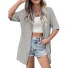 imageZeagoo Lightweight Summer Cardigan for Women Short Sleeve V Neck Crochet Kimonos Loose Open Front Hollow Out Cover UpsLight Grey