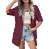 imageZeagoo Lightweight Summer Cardigan for Women Short Sleeve V Neck Crochet Kimonos Loose Open Front Hollow Out Cover UpsWine Red