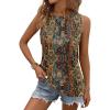 imageZeagoo Summer Tank Top for Women 2025 Pleated High Neck Tops Loose Fit Flowy Dressy Tunic Sleeveless ShirtsBboho Floral