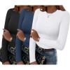 imageZeagoo Women Long Sleeve T Shirts Crewneck Slim Fit Tops Going Out Fall Fashion Basic Tee