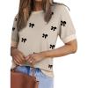 imageZeagoo Women Short Sleeve Sweater Summer Crew Neck Dressy Casual Soft Knit Pullover Tops TrendyBow Knot