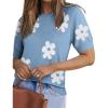 imageZeagoo Women Short Sleeve Sweater Summer Crew Neck Dressy Casual Soft Knit Pullover Tops TrendyFloral 1
